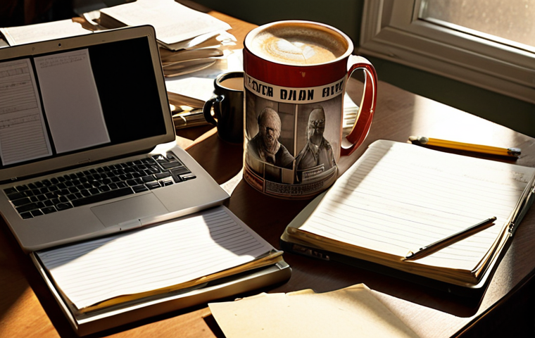 **
A writer's desk cluttered with papers, a laptop displaying a draft, and scattered notes. Sunlight streams in, highlighting a coffee mug and a "Birdman" DVD case. Focus on the creative process, overcoming writer's block, and finding inspiration in everyday life. Emphasize authenticity and a personal touch.
**