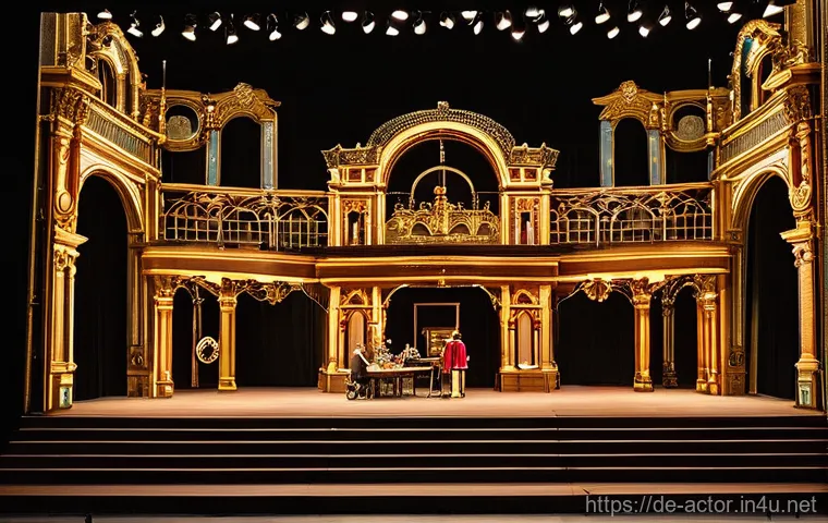 연극배우로서 팀워크의 중요성 - A vibrant, detailed backstage scene in a classic European opera house, just five minutes before the ...