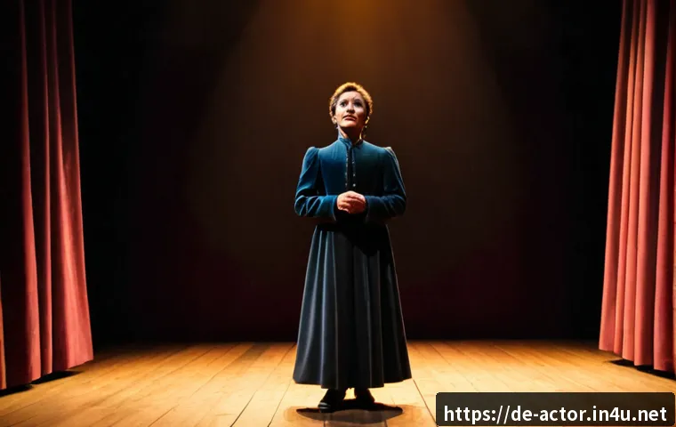 Home 17 연극배우의 무대 장면 구성 - Photorealistic dramatic theatre scene in a historic German-style playhouse, a skilled adult stage ac...